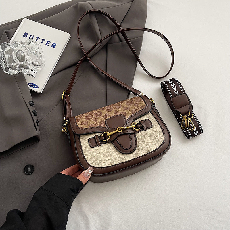 K-STYLE COLOR-BLOCK SADDLE BAG
