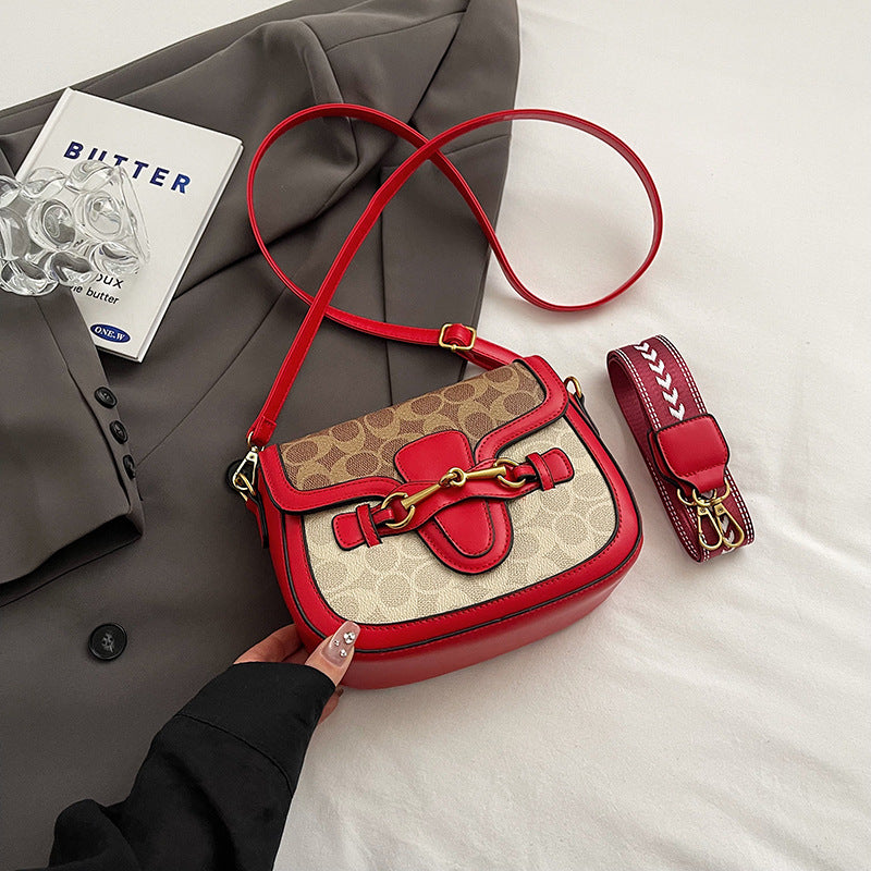 K-STYLE COLOR-BLOCK SADDLE BAG