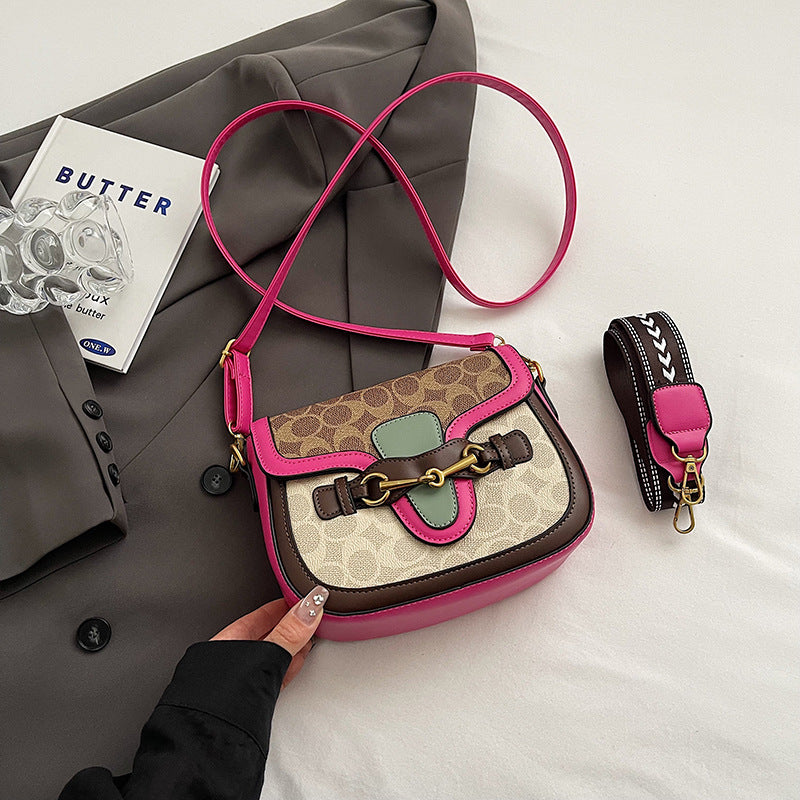 K-STYLE COLOR-BLOCK SADDLE BAG