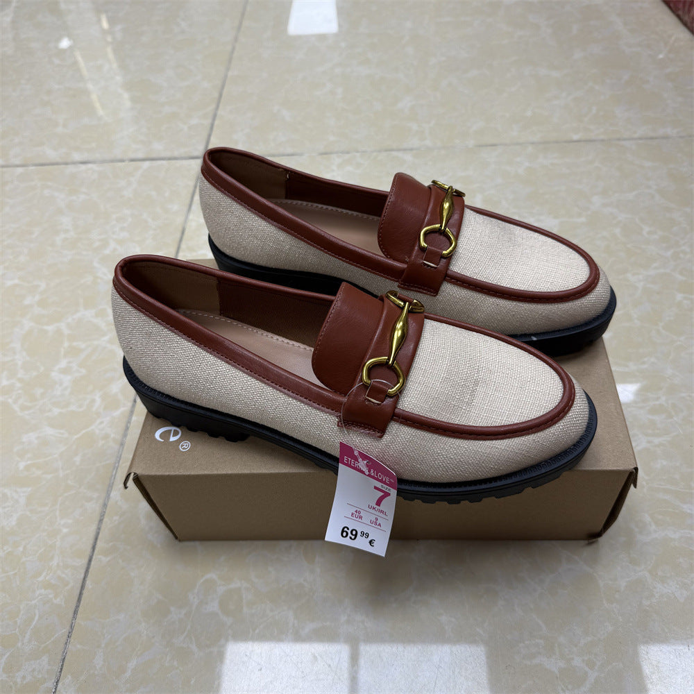 COLOR-BLOCK BUCKLE LOAFERS