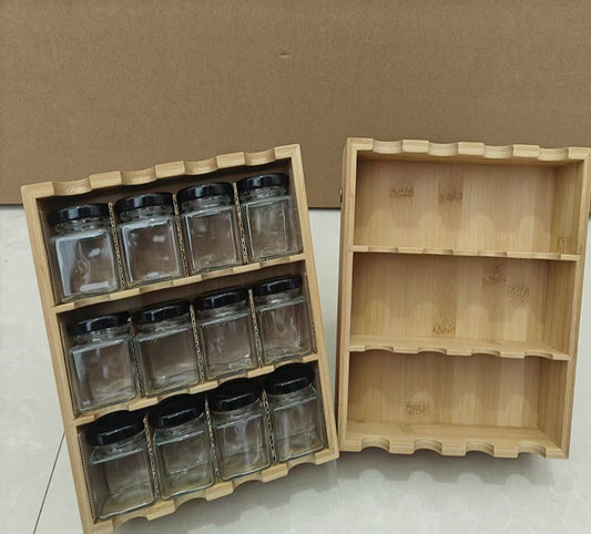 12-TIER BAMBOO SPICE JAR + RACK ORGANIZER