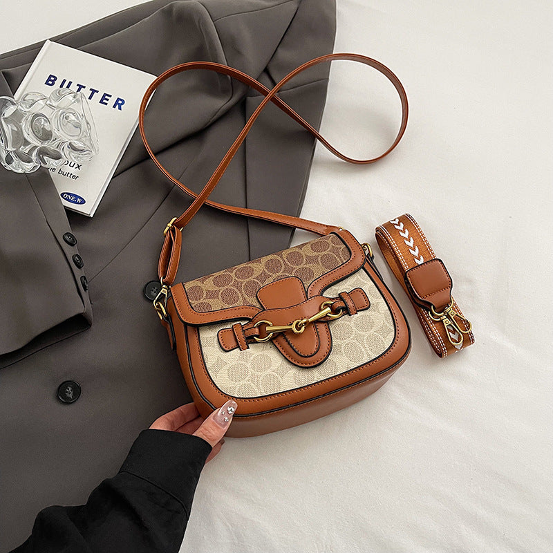 K-STYLE COLOR-BLOCK SADDLE BAG