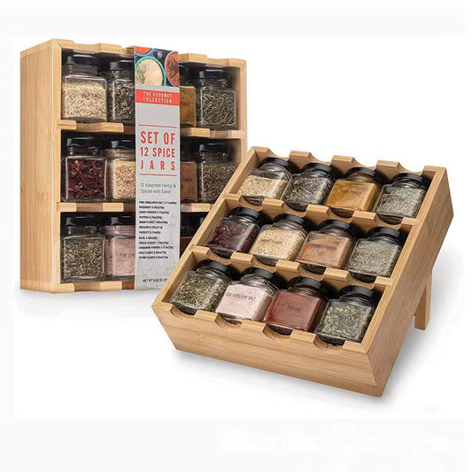 12-TIER BAMBOO SPICE JAR + RACK ORGANIZER