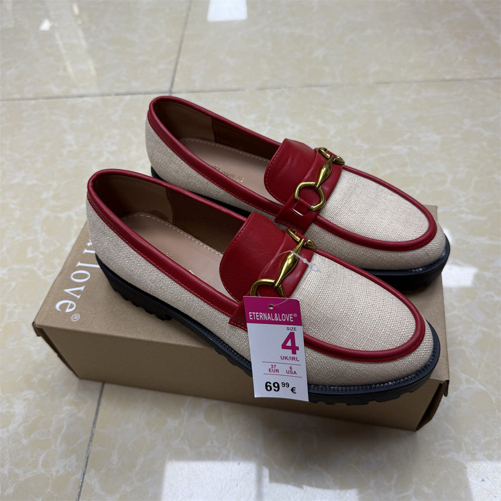 COLOR-BLOCK BUCKLE LOAFERS