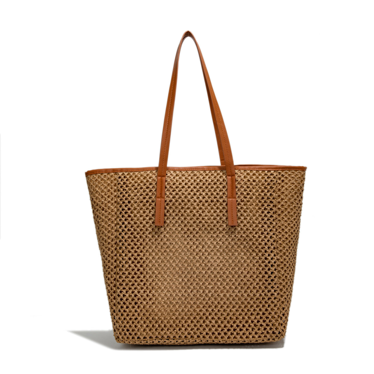 WOVEN STRAW BEACH TOTE BAG