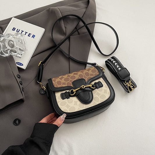 K-STYLE COLOR-BLOCK SADDLE BAG