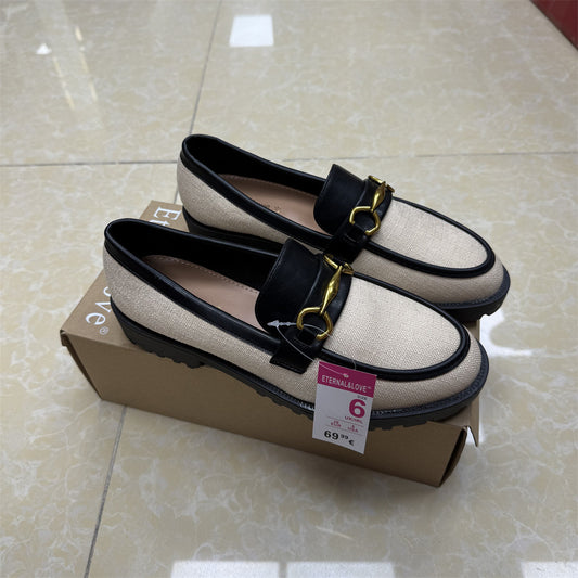 COLOR-BLOCK BUCKLE LOAFERS