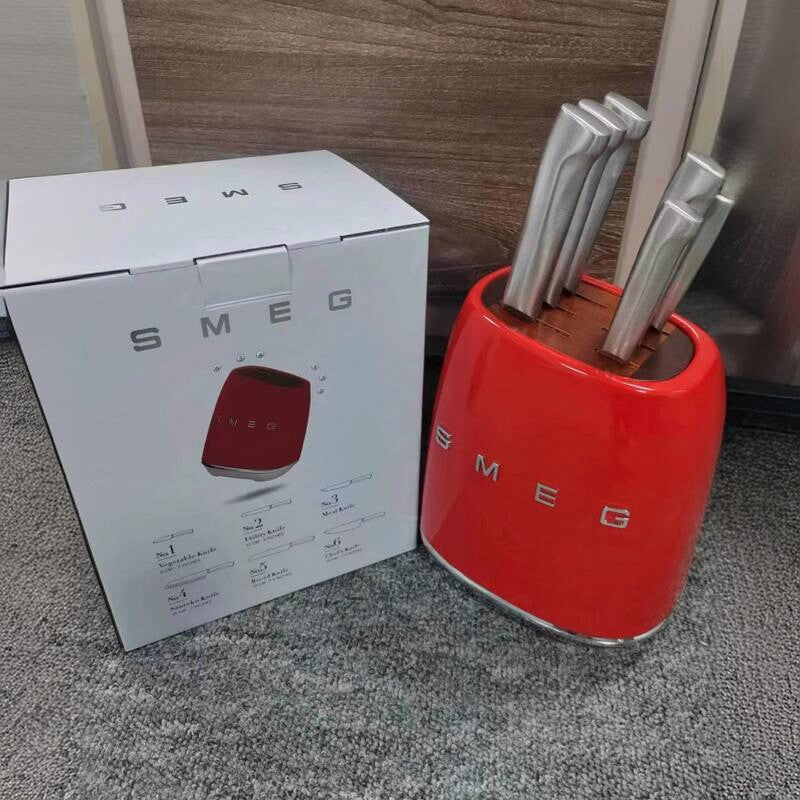 SMEG INSPIRED KNIFE BLOCK SET