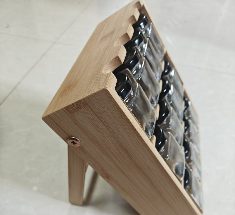 12-TIER BAMBOO SPICE JAR + RACK ORGANIZER
